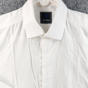 David Donahue Formal Shirt French Cuff Geometric 15.5 32/33 All Cotton White